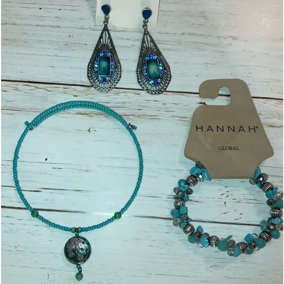 Hannah Jewelry - NICE 4 VALENTINE’S DAY. HANNAH GLOBAL TURQUOISE BRACELET,XXI EARRINGS  NECKLACE.